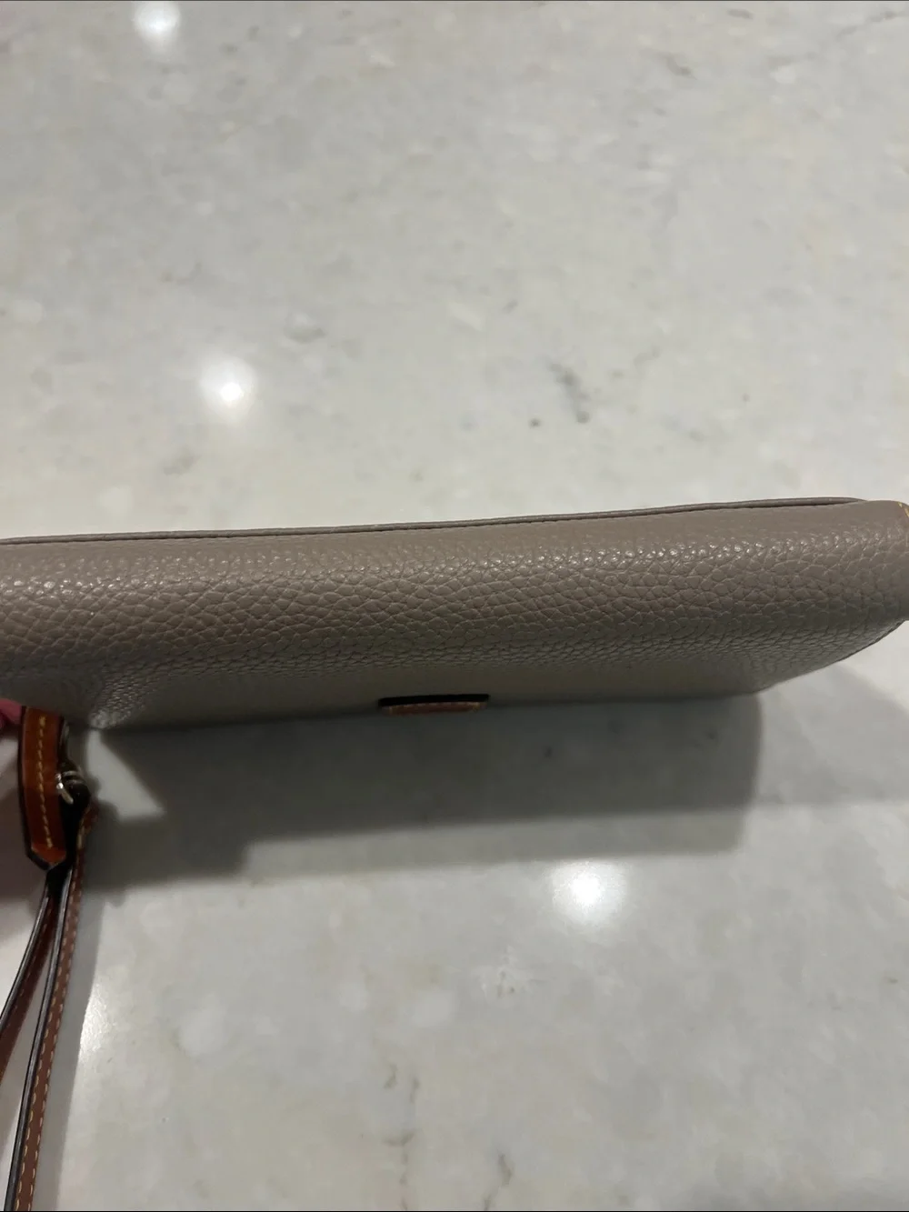 Dooney & Bourke Large Pebble Grain Wristlet Taupe
